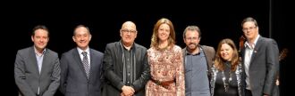 Secretário Pedro Almeida, prefeito Luciano Azevedo, secretário estadual da Cultura Victor Hugo, secretária Ana Paula Wickert, vereador Alex Necker, esta colunista e o dep. Juliano Roso (Alex Borgam