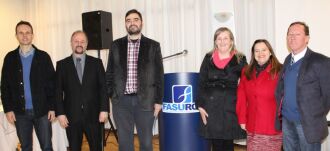 Eduardo Danilo Schmitz, Celso Luiz Rigo (Dir. Geral da FASURGS), Sec. de Saúde LuÃs Arthur Rosa Filho,Elisa Sisti, Giselda Vieira e Volnei José Presser (Foto Assessoria Fasurgs/Bruna Foking