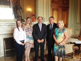 Na audiência com o Governador Sartori, estiveram presentes os integrantes da diretoria da AMEPLAN e da comissão organizadora dos congressos