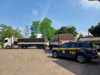 O caminhão havia sido carregado no Estado de Tocantins e seguia para Sananduva - Foto PRF
