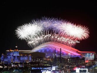 Cerimônia de encerramento das Olímpiadas de Sochi Crédito: