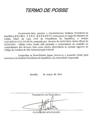 Documento divulgado pela Secom Crédito: