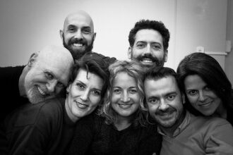 Cantores e atores Pedro Spohr, Ricardo Barpp, Luciane Bottona, Carla Maffioletti, Daniel Germano, Flavio Leite e Mai?ra Lautert durante ensaio