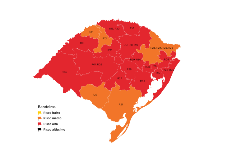 16 regiões estão em bandeira vermelha (Imagem: Divulgação)