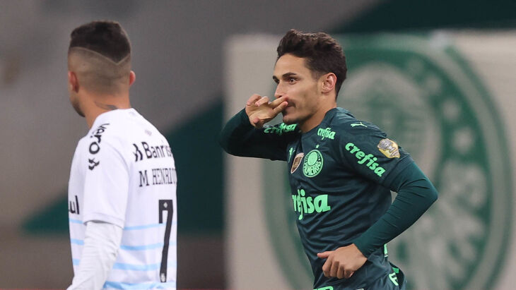 Raphael Veiga comemora seu gol    -Foto-Cesar Greco-SEPalmeiras
